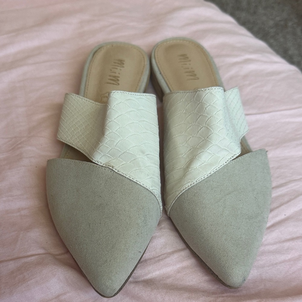 Elegant Cream and Gray Mules